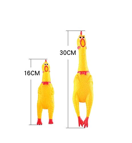 ProLeo Juego de 4 pollos, juguete de goma amarilla con sonido de gallina, juguete de goma duradera, herramienta de descompresión