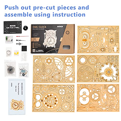 PROVO Owl Clock Puzzle 3D Maqueta Madera, Creativo DIY Búho Reloj De Madera Juego De Rompecabezas Montaje Juguete Regalo para Niños Adolescentes Adultos