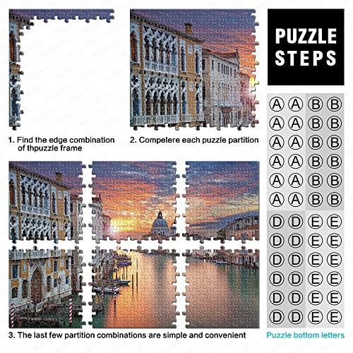 Puzzle 1000 Piezas Arquitectura Italiana Canal Gran Canal Rompecabezas de Papel 38x26cm Regalo Educativo de Vacaciones para Hombres