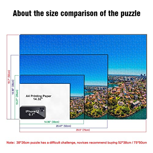 Puzzle 1000 Piezas Australia Sydney Harbour Bridge Sydney Opera House Puente de Antena Rompecabezas de Papel de construcción 38x26cm Rompecabezas para niños Decoración de Halloween