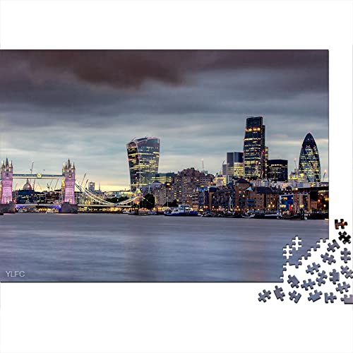 Puzzle 1000 Piezas Thames Tower Bridge Arquitectura británica Ciudad Noche Rompecabezas de Madera 75x50cm Educación para Adultos