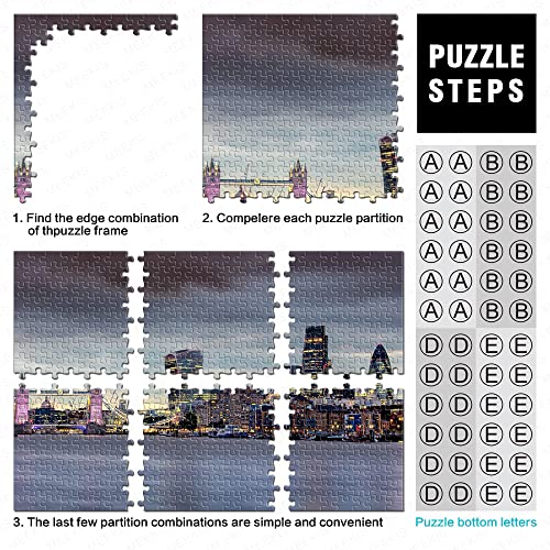 Puzzle 1000 Piezas Thames Tower Bridge Arquitectura británica Ciudad Noche Rompecabezas de Madera 75x50cm Educación para Adultos