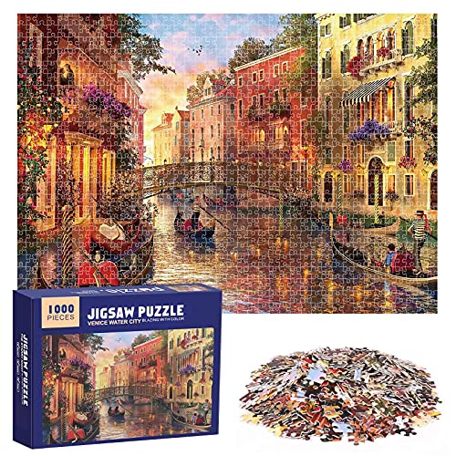 Puzzle de 1000 Piezas para Adultos Puzzles Venecia 1000 Piece Jigsaw Puzzles Rompecabezas Juguete Intelectual Desafío Intelectual Juegos (70x50cm) (Venecia)