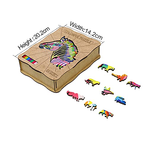 Puzzles de Madera Cebra Rompecabezas Madera para Adultos y Niños Piezas de Colorido Rompecabezas de para Desarrollo Intelectual, Aliviar Estrés y Interacción Familiar (169 PCS, 30 * 23CM)