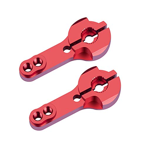 pzsmocn Red 25T Aluminum Servo Horn - 2 Pcs , CNC Upgraded Steering Gear Arm, MG996 946 995 Futaba Steering Gear Steering for Futaba / savox / Xcore / HL / HSP / HD Power / Go Tech