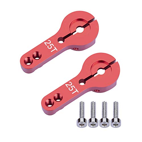 pzsmocn Red 25T Aluminum Servo Horn - 2 Pcs , CNC Upgraded Steering Gear Arm, MG996 946 995 Futaba Steering Gear Steering for Futaba / savox / Xcore / HL / HSP / HD Power / Go Tech