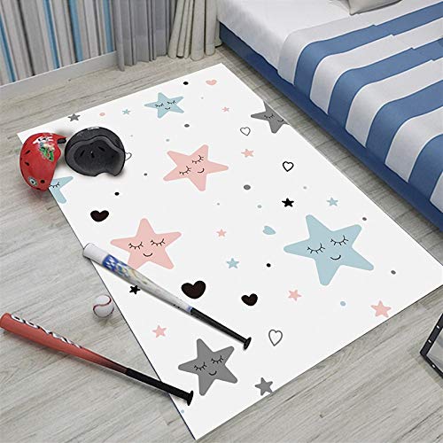 qazwsx Alfombras para Niños De Estilo Simple Patrón De Sonrisa De Estrella Piso Suave Alfombra Segura para Niños Alfombras De Juego para Gatear Alfombra De Franela (Color : D70, Size : 60X120CM)