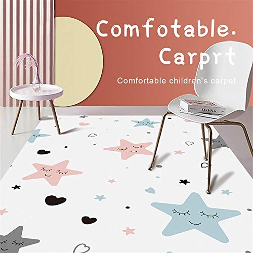 qazwsx Alfombras para Niños De Estilo Simple Patrón De Sonrisa De Estrella Piso Suave Alfombra Segura para Niños Alfombras De Juego para Gatear Alfombra De Franela (Color : D70, Size : 60X120CM)