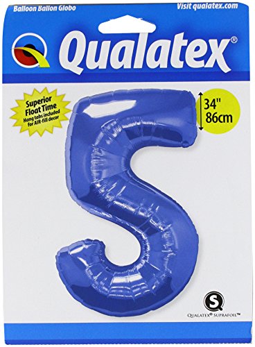 Qualatex 30531 - Globo con número 5, Color Azul Zafiro, 104 cm