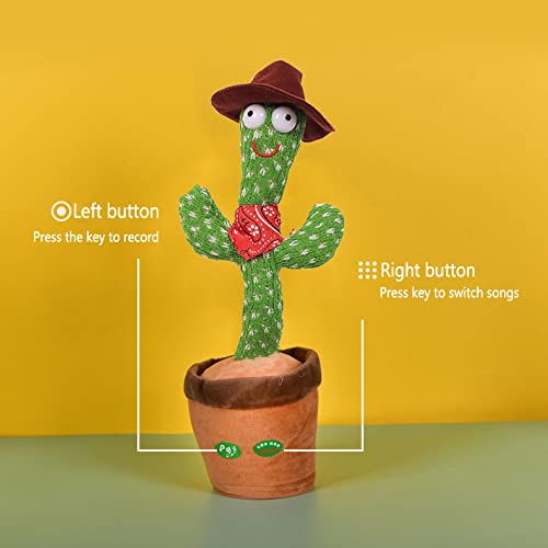 QYXY Cactus Bailando De Peluche,Cactus Bailarín, 120 Canciones En Inglés,Cactus Que Baila, Cantando Y Grabación Interesantes Juguetes Educativos De Educación Temprana