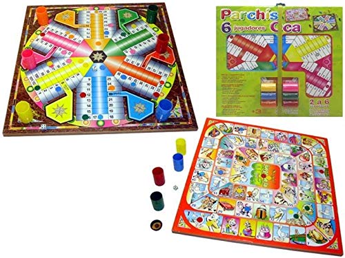 Rama- TABLERO PARCHIS 6 Y OCA 41X41 CON FICHAS, Multicolor (90567)