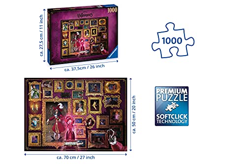 Ravensburger Puzzle 1000 Piezas, Villainous Captitán Garfio, Puzzle Disney, Rompecabezas Ravensburger de Alta Calidad, Villanos Puzzle, Edad Recomendada 12+