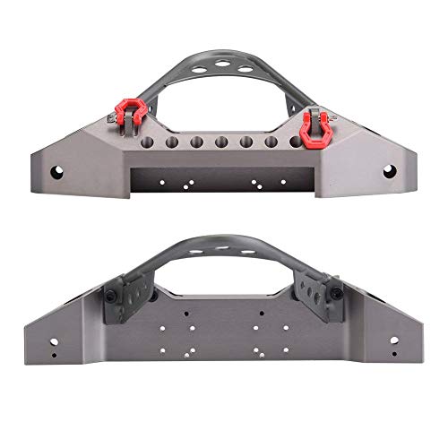 RC Crawler Car Parachoques Delantero, RC Coche Metal Bumper con 2 Luces LED para Traxxas TRX-4 1/10 Escala RC Accesorio de Coches(Color Titanio)