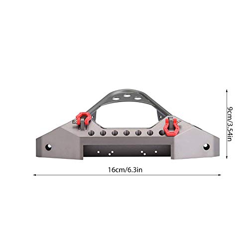 RC Crawler Car Parachoques Delantero, RC Coche Metal Bumper con 2 Luces LED para Traxxas TRX-4 1/10 Escala RC Accesorio de Coches(Color Titanio)