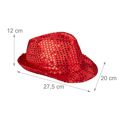 Relaxdays Gorro Fiesta Lentejuelas con Led, Color Rojo, Talla Única (10023897_47) , color/modelo surtido