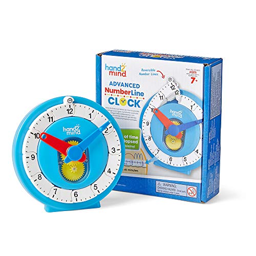 Reloj de línea numérica de nivel avanzado para niños de Learning Resources, aprender a decir las horas, recursos de matemáticas para aprender a decir las horas, reloj analógico didáctico para niños.