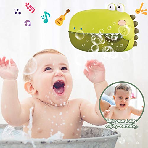 REMOKING Juguetes de baño de bebé, máquina automática de burbujas de dinosaurio con música, juguete de baño divertido para el tiempo de la bañera, 6 años de edad, niños y niñas