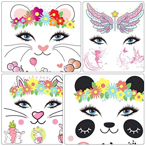 Resistente al agua Los tatuajes de cara de Halloween for los niños, animales 10Pcs cara Tatuajes Kit for niños Niños Niñas Panda ciervos floral Festival de Body Paint Pegatinas for chicas muchachos de