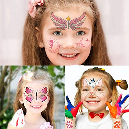 Resistente al agua Los tatuajes de cara de Halloween for los niños, animales 10Pcs cara Tatuajes Kit for niños Niños Niñas Panda ciervos floral Festival de Body Paint Pegatinas for chicas muchachos de