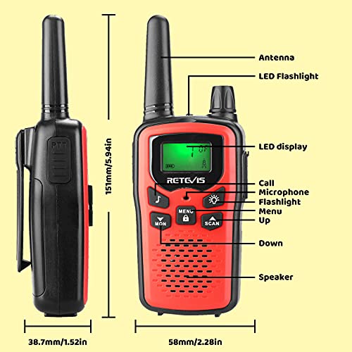 Retevis RA636 Walkie Talkie Niños,PMR446 16 Canales Licencia Libre,Juguetes de Largo Alcance de 3 a 12 Años, Walkie-Talkie para Niños Regalos Camping, Aventura, Senderismo (3 Pieza)