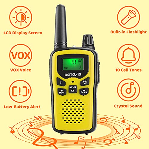 Retevis RA636 Walkie Talkie Niños,PMR446 16 Canales Licencia Libre,Juguetes de Largo Alcance de 3 a 12 Años, Walkie-Talkie para Niños Regalos Camping, Aventura, Senderismo (3 Pieza)