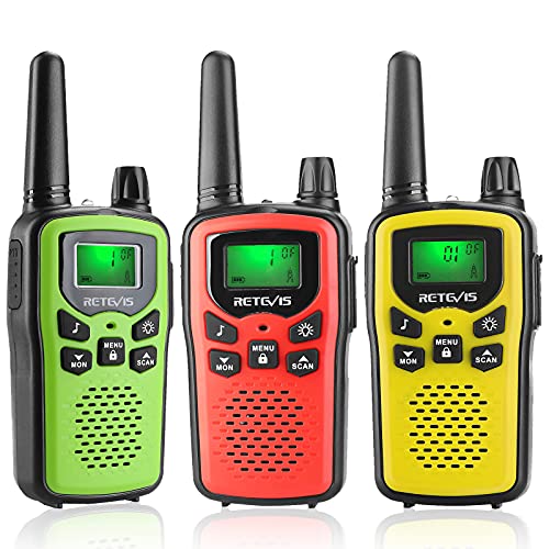 Retevis RA636 Walkie Talkie Niños,PMR446 16 Canales Licencia Libre,Juguetes de Largo Alcance de 3 a 12 Años, Walkie-Talkie para Niños Regalos Camping, Aventura, Senderismo (3 Pieza)