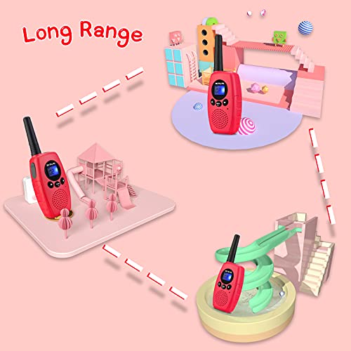 Retevis RT628B Walkie Talkie,Regalos de Festivales de 3 a 5 Años, Juguetes Largo Alcance,Bloqueo de Teclas 3 Canales Juegos Familiares, Interacción Entre Padres e Hijos (Rojo, 2 Piezas)