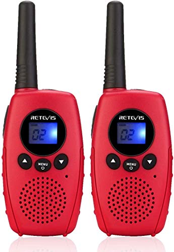 Retevis RT628B Walkie Talkie,Regalos de Festivales de 3 a 5 Años, Juguetes Largo Alcance,Bloqueo de Teclas 3 Canales Juegos Familiares, Interacción Entre Padres e Hijos (Rojo, 2 Piezas)