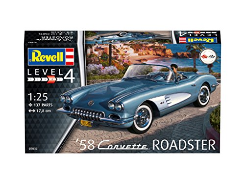 Revell Revell-1958 Chevrolet Maqueta 1958 Corvette Roadster, Kit Modelo, Escala 1:25 (7037)(07037), 17,8 cm de Largo