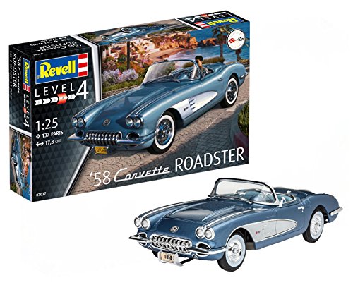 Revell Revell-1958 Chevrolet Maqueta 1958 Corvette Roadster, Kit Modelo, Escala 1:25 (7037)(07037), 17,8 cm de Largo