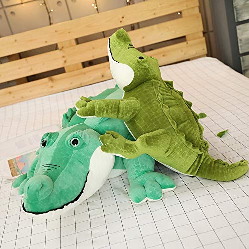 RJGLKS Nuevos Juguetes de Peluche de cocodrilo de Animales Grandes, Almohada de cocodrilo de Peluche, Almohada Grande de Peluche, Regalo para niña, muñeca para niños, 120 cm, Verde Oscuro