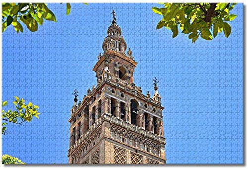 Rompecabezas de Sevilla Torre Giralda España Rompecabezas para adultos Niños 1000 piezas Puzzle de madera Recuerdos especiales de viaje (compra 1000 pieza de rompecabezas y consigue 300 pieza gratis