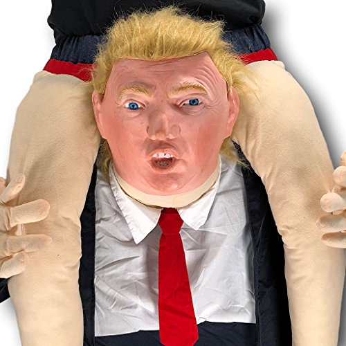 Rubber Johnnies Disfraz de Donald Trump Ride On Me, para adultos, para llevar hacia atrás, divertido disfraz de mascota de Donald Trump, presidente de Estados Unidos, despedida de soltero