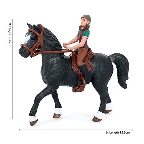 RUIRUIY Juego clásico inglés de Caballos y Jinetes, Modelos de Caballos, Juguetes con Figuras de Potro, Juguetes educativos de Ciencia realistas, Figura de Montar Coleccionable(Jinete Azul)