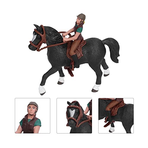 RUIRUIY Juego clásico inglés de Caballos y Jinetes, Modelos de Caballos, Juguetes con Figuras de Potro, Juguetes educativos de Ciencia realistas, Figura de Montar Coleccionable(Jinete Azul)