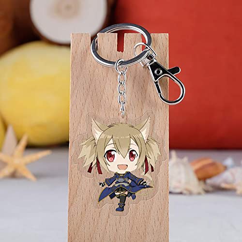 S-TZYY Sword Art Online Llavero, Asuna Krito Anime Acrylic Colgante Llaveros Gran Accesorio para Fanáticos del Anime 5.5 cm 6 Piezas