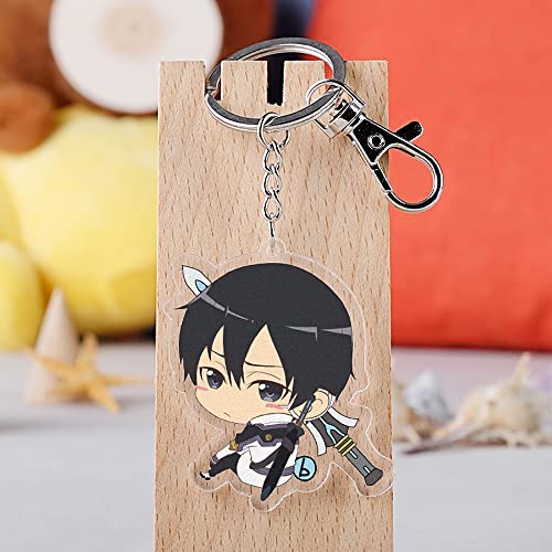 S-TZYY Sword Art Online Llavero, Asuna Krito Anime Acrylic Colgante Llaveros Gran Accesorio para Fanáticos del Anime 5.5 cm 6 Piezas