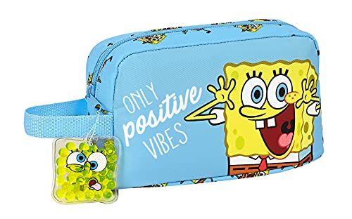 Safta Porta Desayunos Termo Térmica de Bob Esponja Positive Vibes, 215x65x120 mm, Azul Claro/Amarillo