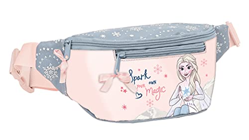 Safta Riñonera con Bolsillo Exterior de Frozen II Magical Seasons, 230x90x120 mm, Gris Azulado/Rosa Claro