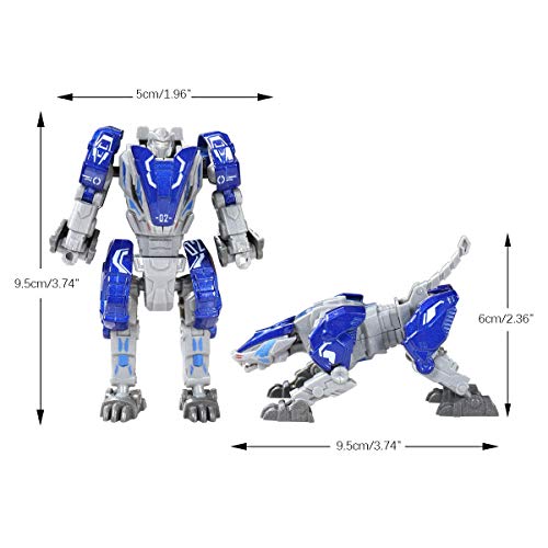 Sanggi Juguetes Robot Deformación, 2 EN 1 Niños Puzzle Juguetes Leopardo/León, Robot de Aleación Juguete para Los Niños Educación de la Primera Infancia, para Edades de 3 y más (Azul)