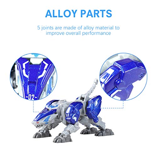 Sanggi Juguetes Robot Deformación, 2 EN 1 Niños Puzzle Juguetes Leopardo/León, Robot de Aleación Juguete para Los Niños Educación de la Primera Infancia, para Edades de 3 y más (Azul)