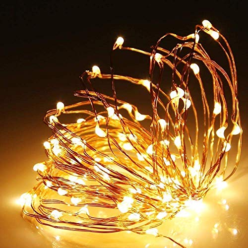 Shatchi 2 m de largo 20 LED blanco cálido micro arroz oro alambre de cobre interior a pilas Firefly String luces racimo boda fiesta Navidad decoraciones hogar dormitorio decoración