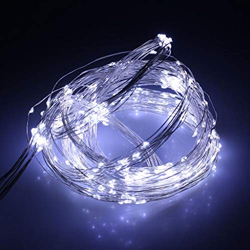 Shatchi 4 m de largo 40 días frío blanco LED micro arroz plata alambre de cobre interior funciona con pilas Firefly cadena de hadas luces de boda fiesta Navidad hogar dormitorio decoración