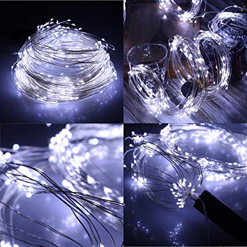 Shatchi 4 m de largo 40 días frío blanco LED micro arroz plata alambre de cobre interior funciona con pilas Firefly cadena de hadas luces de boda fiesta Navidad hogar dormitorio decoración