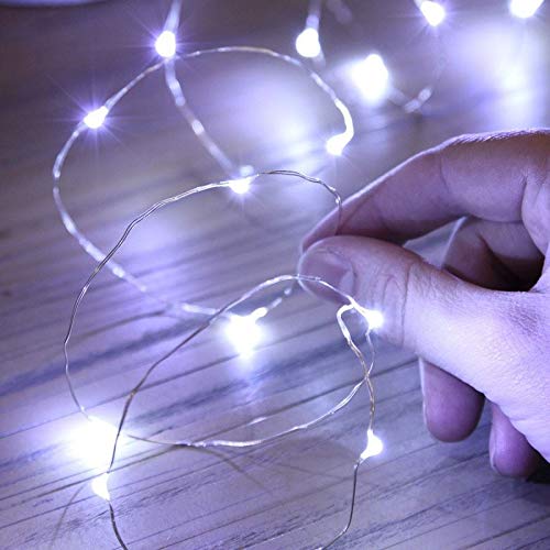 Shatchi 4 m de largo 40 días frío blanco LED micro arroz plata alambre de cobre interior funciona con pilas Firefly cadena de hadas luces de boda fiesta Navidad hogar dormitorio decoración