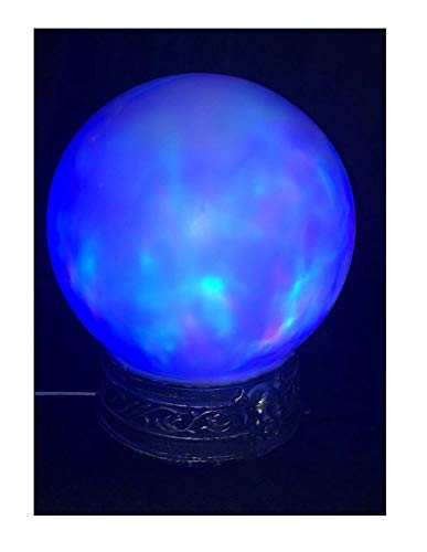 shoperama Bola de cristal mágica de 20 cm con pie y efectos de luz y sonido, adivinadora, mago, gitana, seherina