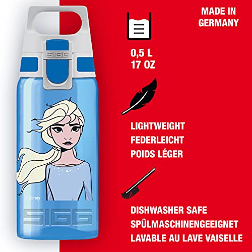 SIGG VIVA ONE Elsa II Cantimplora infantil (0.5 L), botella transparente sin sustancias nocivas y con tapa hermética, cantimplora para niños para usar con una mano