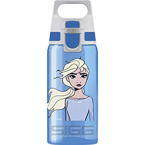 SIGG VIVA ONE Elsa II Cantimplora infantil (0.5 L), botella transparente sin sustancias nocivas y con tapa hermética, cantimplora para niños para usar con una mano