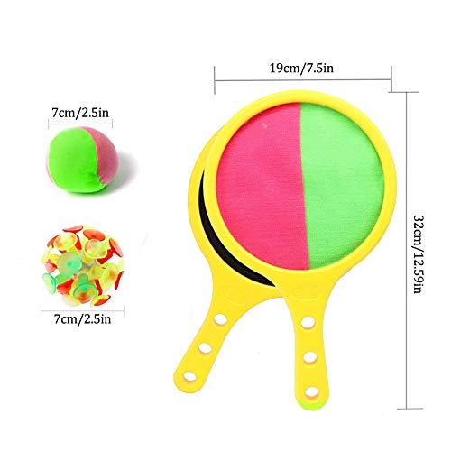 SIMUER Juego de Lanzamiento Y Pelota de Juego de Raqueta de Tenis Y Juego de Paleta de Bola,Juego Tirar Atrapar Pelotas de Tenis Base-Ball Juegos Raqueta Scratch Juegos Pelotas Ping Pong Verano Juego