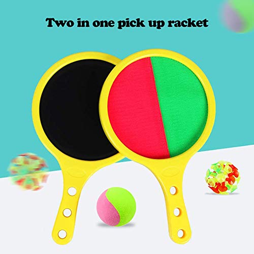 SIMUER Juego de Lanzamiento Y Pelota de Juego de Raqueta de Tenis Y Juego de Paleta de Bola,Juego Tirar Atrapar Pelotas de Tenis Base-Ball Juegos Raqueta Scratch Juegos Pelotas Ping Pong Verano Juego